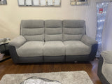 Michigan Charcoal Grey Fabric & Black Leather Look Electric Reclining Suite