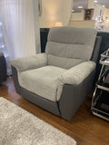 Michigan Charcoal Grey Fabric & Black Leather Look Electric Reclining Suite