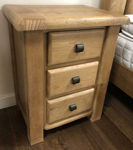 Weathered Oak 3 Drawer Bedside